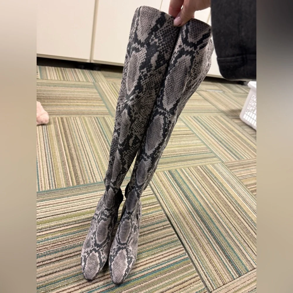 Marc Fisher Darton Over The Knee Boots Snakeskin | OTK Block Heel | Size 7